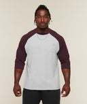 Gymshark x Sam Sulek Raglan Top oversized fit Bros Soft Grey Marl/Cherry Purple/Wash - Unmatched Supply-GYMSHARK