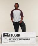 Gymshark x Sam Sulek Raglan Top oversized fit Bros Soft Grey Marl/Cherry Purple/Wash - Unmatched Supply-GYMSHARK
