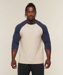 Gymshark x Sam Sulek Raglan Top oversized fit Chalk Beige/Heavy Blue/Wash - Unmatched Supply-GYMSHARK