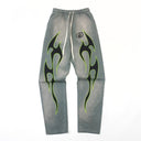 Hellstar Future Flames Sweatpants Grey/Green - Unmatched Kicks - Hellstar