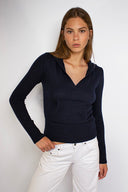 Hooded V-neck sweater - Unmatched Supply-SUBDUED