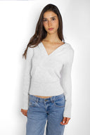 Hooded V-neck sweater - Unmatched Supply-SUBDUED