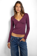 Long-sleeve wrap top - Unmatched Supply-SUBDUED