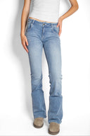 Low-waist flared jeans with wings - Unmatched Supply-SUBDUED