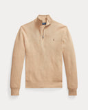 Mesh - Knit Cotton Quarter - Zip Sweater Camel Melange - Unmatched Kicks - ralph lauren