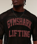 Mesh Oversized T-Shirt boxy fit Black/Sets Red - Unmatched Supply-GYMSHARK