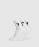 Midi 3pk Socks White - Unmatched Kicks - Gymshark Accessories