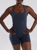 Mirror Tank - Dusty Navy - Unmatched Supply-Women's 2 in 1 Seamless Tank