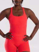 Mirror Tank - Neon Red - Unmatched Supply-Women's 2 in 1 Seamless Tank