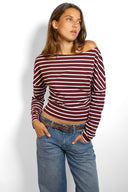 Off-shoulder long sleeve top - Unmatched Supply-SUBDUED