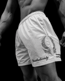 Omega Embroidery Bodybuilding Mesh Shorts [DIVINE WHITE] - Unmatched Supply-Breathedivinity