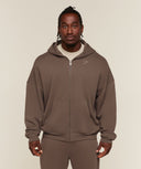 Power Washed Oversized Full Zip Hoodie oversized fit Soft Brown - Unmatched Supply-GYMSHARK