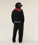 Power Zip Up Hoodie oversized fit Black/Conditioning Red - Unmatched Supply-GYMSHARK
