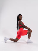 Pump Mid Rise Biker Short - Neon Red - Unmatched Supply-Women's Seamless Short