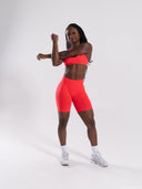 Pump Mid Rise Biker Short - Neon Red - Unmatched Supply-Women's Seamless Short