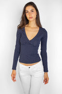 Ruched v-neck long sleeve top - Unmatched Supply-SUBDUED