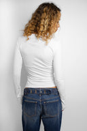 Ruched v-neck long sleeve top - Unmatched Supply-SUBDUED