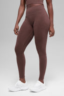 Seamless High-Waist Two Tone Rib Legging Brownstone Heather - Unmatched Kicks-ALO
