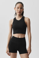 Seamless Modal Ribbed High Neck Delight Bra Black - Unmatched Kicks-ALO