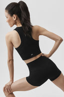 Seamless Modal Ribbed High Neck Delight Bra Black - Unmatched Kicks-ALO