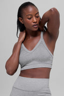 Seamless Two Tone Rib Bra Light Misty Grey Heather - Unmatched Kicks-ALO