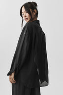 Semi-Sheer Golden Hour Button Down Long Sleeve Black - Unmatched Kicks-ALO