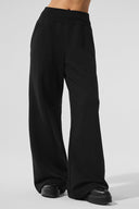 Serenity Wide Leg Sweatpant Black - Unmatched Supply-ALO
