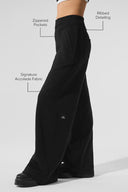 Serenity Wide Leg Sweatpant Black - Unmatched Supply-ALO