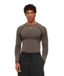 Shadow Seamless Long Sleeve T-Shirt muscle fit Camo Brown - Unmatched Kicks - GYMSHARK