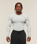 Shadow Seamless Long Sleeve T-Shirt muscle fit Light Grey - Unmatched Kicks-GYMSHARK