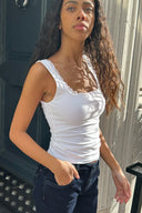 Square neckline top with lace - Unmatched Supply-SUBDUED