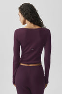 Sweater Knit Unwind Long Sleeve Rich Bordeaux - Unmatched Supply-ALO