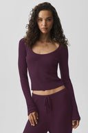 Sweater Knit Unwind Long Sleeve Rich Bordeaux - Unmatched Supply-ALO