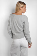 V-neck sweater with lace trim - Unmatched Supply-SUBDUED