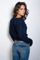 V-neck sweater with lace trim - Unmatched Supply-SUBDUED