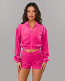 Velour Zip Hoodie - Bloom - Unmatched Supply-Women's Velour Zip Jacket