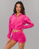 Velour Zip Hoodie - Bloom - Unmatched Supply-Women's Velour Zip Jacket