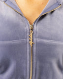 Velour Zip Hoodie - Dusty Blue - Unmatched Supply-Women's Velour Zip Jacket