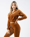Velour Zip Hoodie - Root - Unmatched Supply-Women's Velour Zip Jacket