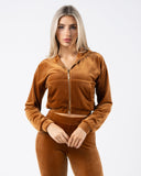 Velour Zip Hoodie - Root - Unmatched Supply-Women's Velour Zip Jacket