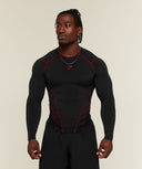 Vengeance Long Sleeve T-Shirt muscle fit Black/Carmine Red - Unmatched Supply-GYMSHARK