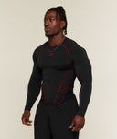 Vengeance Long Sleeve T-Shirt muscle fit Black/Carmine Red - Unmatched Supply-GYMSHARK