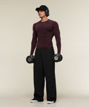 Vengeance Long Sleeve T-Shirt muscle fit Cherry Purple/Black - Unmatched Supply-GYMSHARK