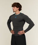 Vengeance Long Sleeve T-Shirt muscle fit Onyx Grey/Brand Blue - Unmatched Supply-GYMSHARK
