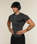 Vengeance T-Shirt muscle fit Onyx Grey/Brand Blue - Unmatched Supply-GYMSHARK