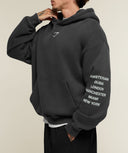 Vengeance Washed Graphic Hoodie oversized fit Onyx Grey/Wash - Unmatched Supply-GYMSHARK