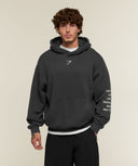 Vengeance Washed Graphic Hoodie oversized fit Onyx Grey/Wash - Unmatched Supply-GYMSHARK