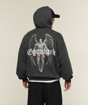 Vengeance Washed Graphic Hoodie oversized fit Onyx Grey/Wash - Unmatched Supply-GYMSHARK